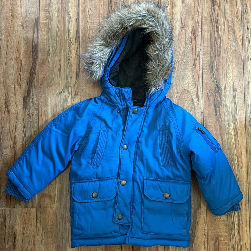 Baby GAP Blue Puffer Down Jacket With Hood Size 2 Years